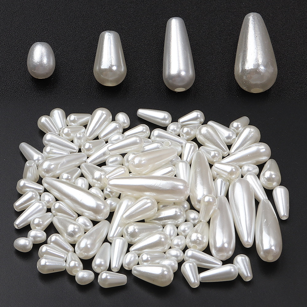 Pearl Stud Earrings - 30-500pcs/lot Biege Waterdrop Shape ABS Pearl