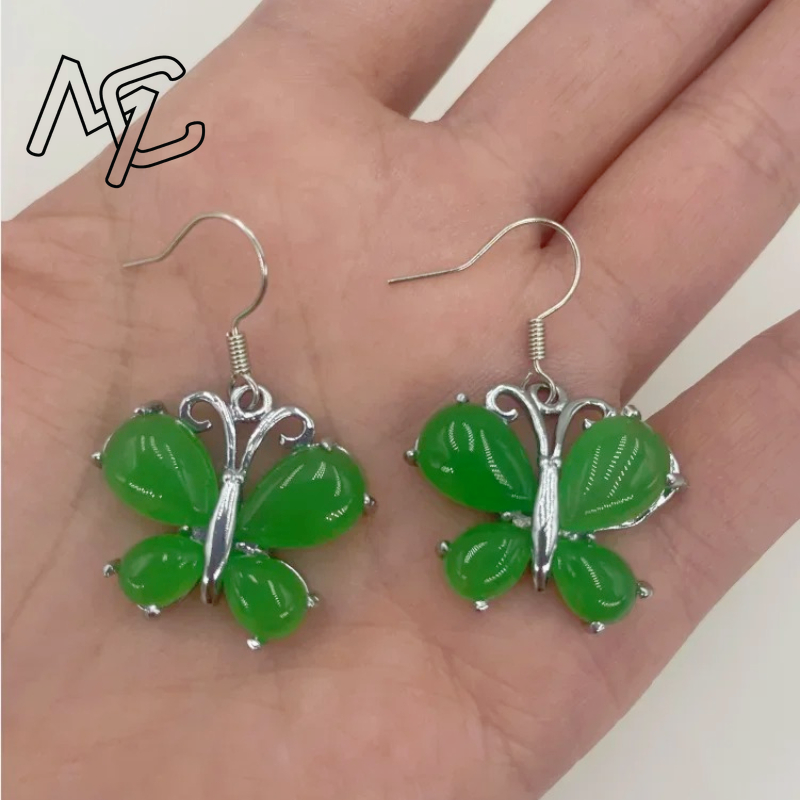 Butterfly Pendant Necklace - S925 Silver Green Jade Butterfly Pendant