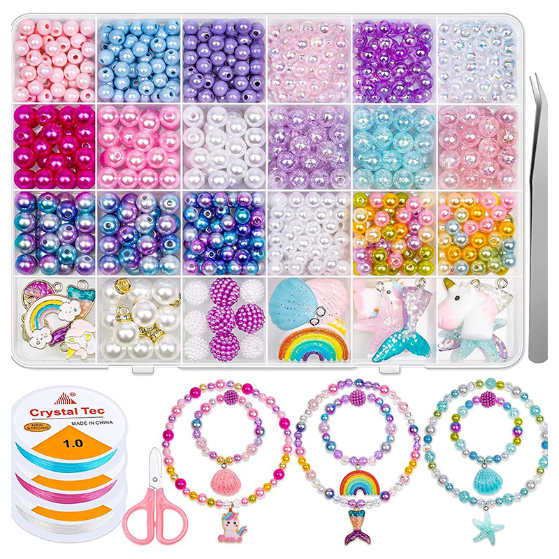 Pearl Stud Earrings - Rainbow ABS Pearl Beads Kit Gradient