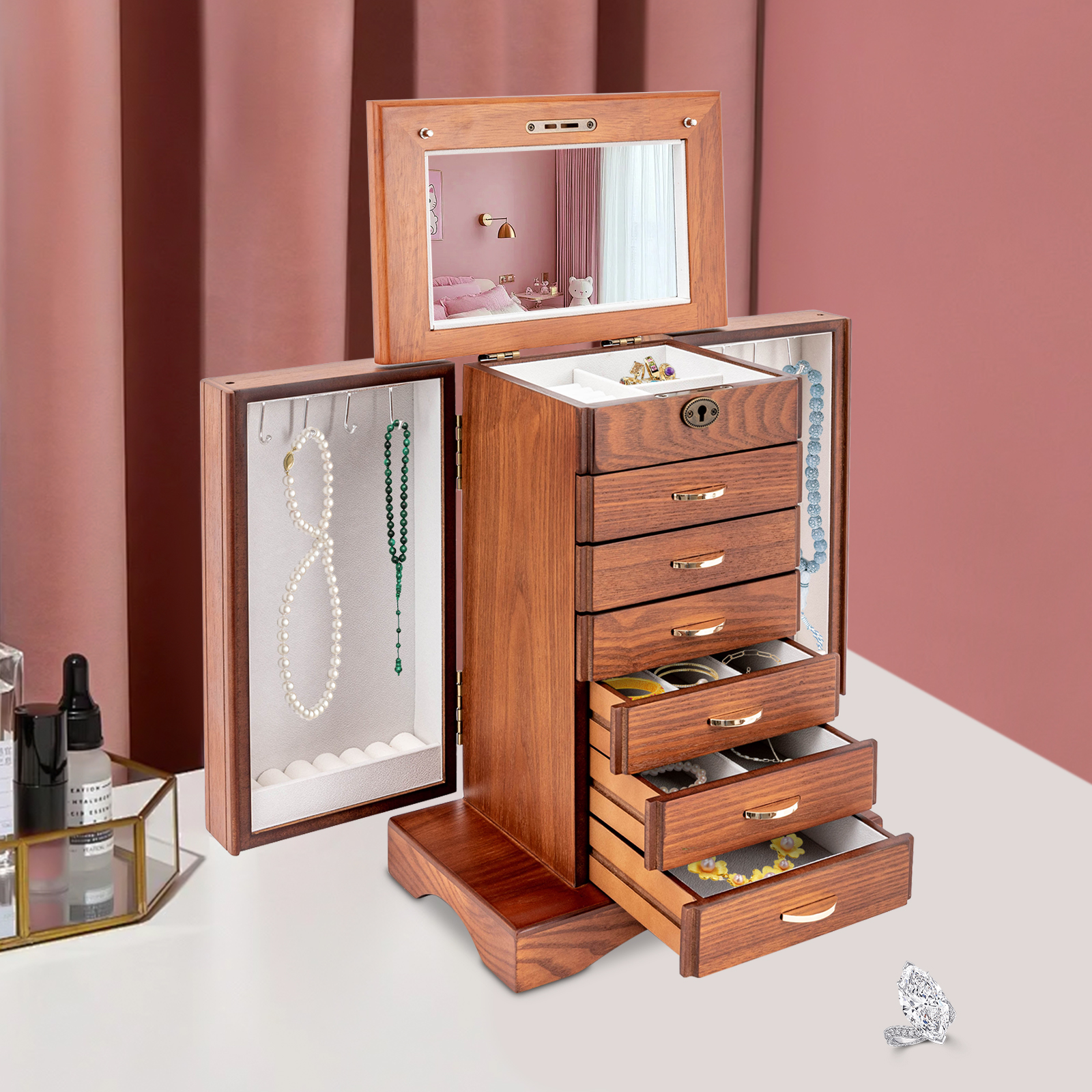7 Layers Large Jewelry Box wit – Jewelry Store For Watches recenzja i cena