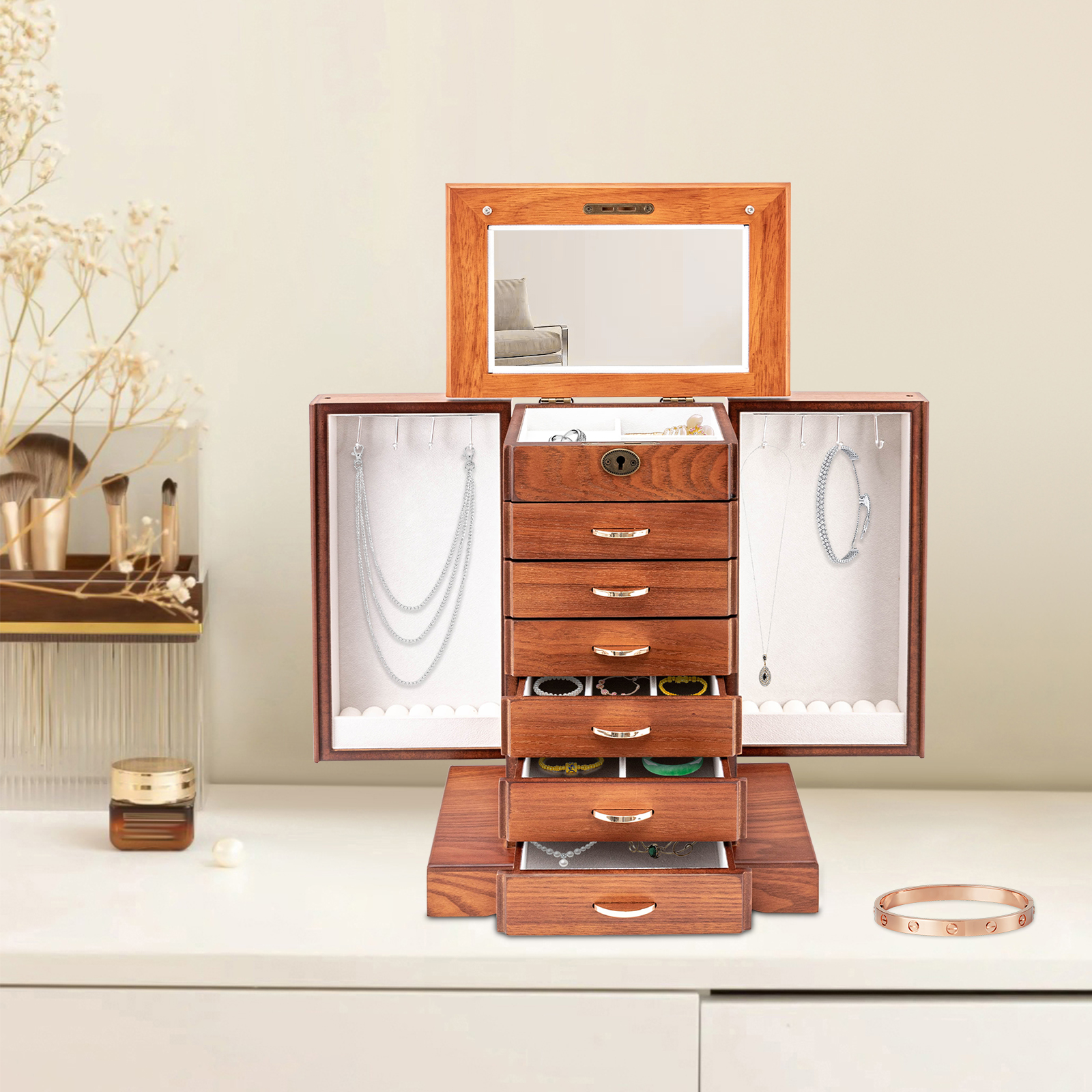 7 Layers Large Jewelry Box wit – Jewelry Store For Watches recenzja i cena