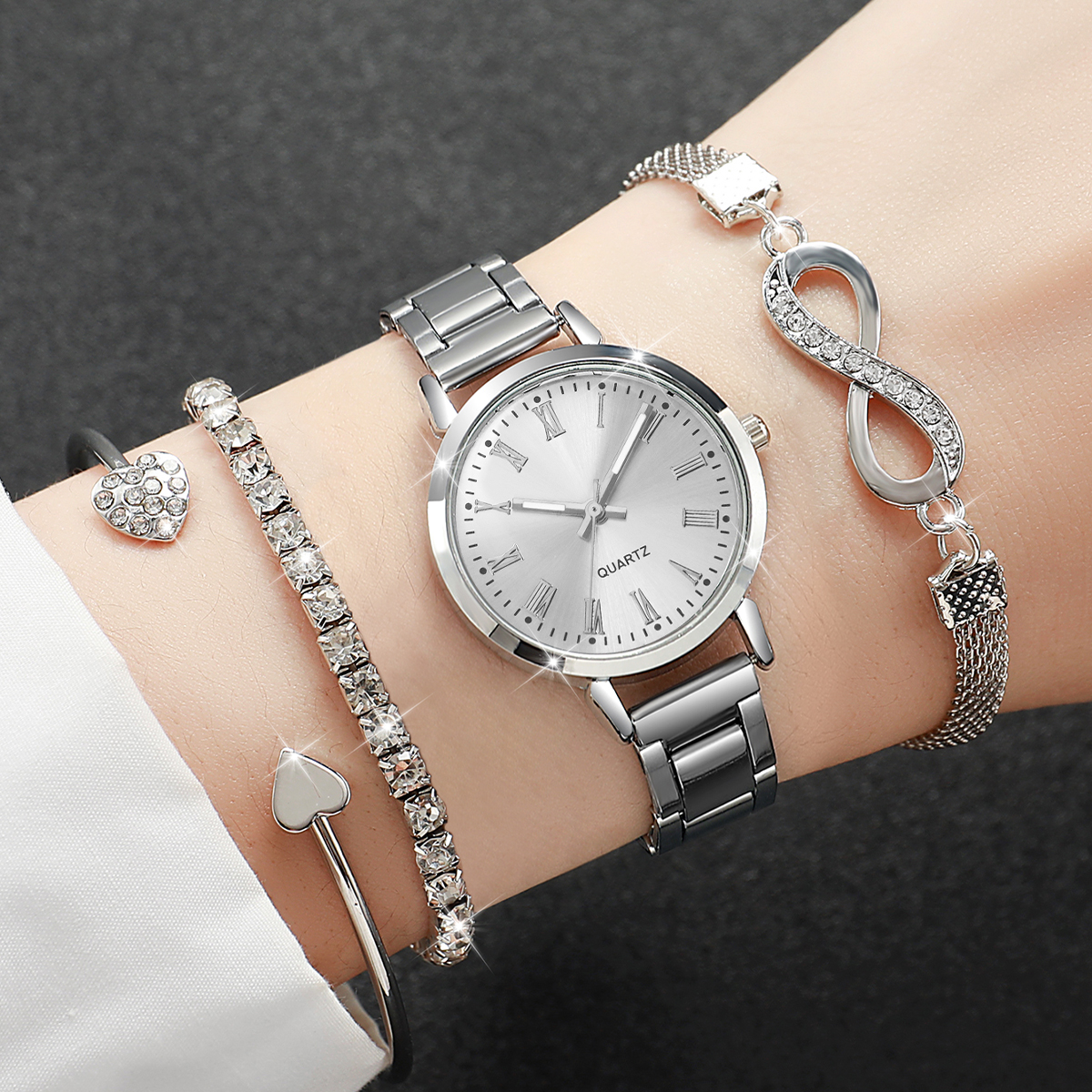 4PCS/Set Fashion Alloy Strap W – Jewelry Diamond Watches recenzja i cena