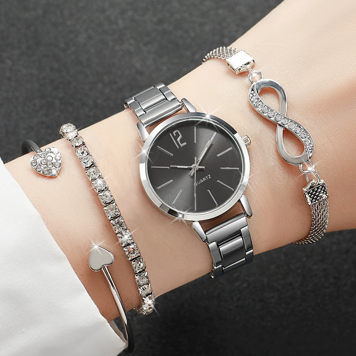 4PCS/Set Fashion Alloy Strap W – Jewelry Diamond Watches recenzja i cena