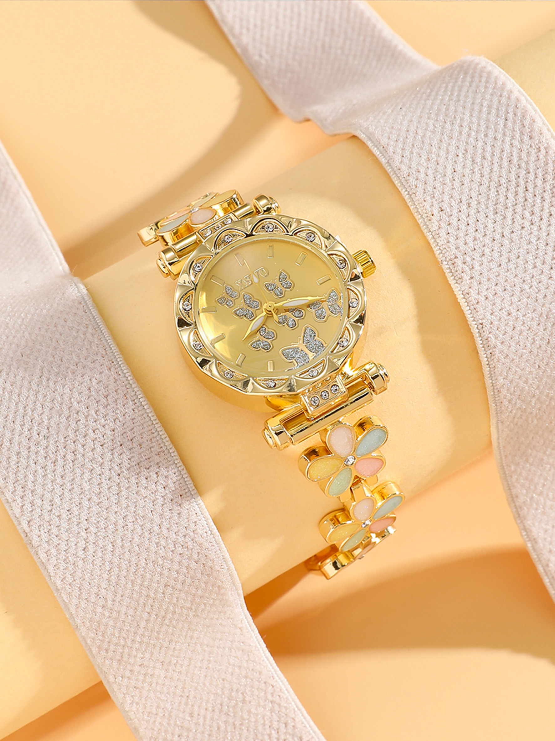 Gold Women's Watch Colorful Fl – Jewelry Diamond Watches recenzja i cena