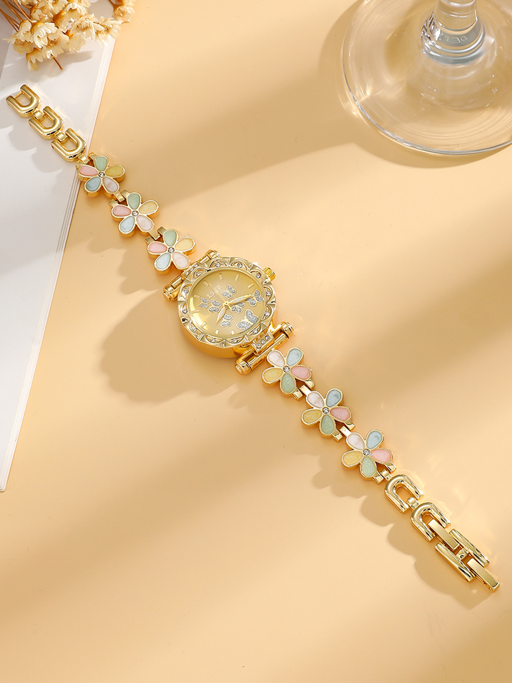 Gold Women's Watch Colorful Fl – Jewelry Diamond Watches recenzja i cena