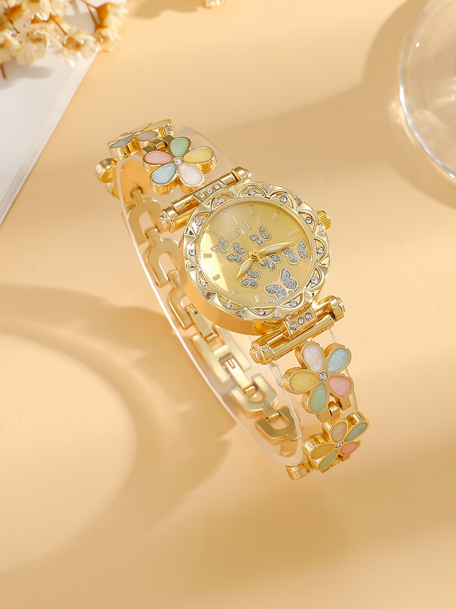 Gold Women's Watch Colorful Fl – Jewelry Diamond Watches recenzja i cena