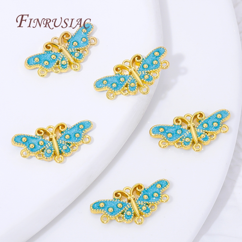 18K Gold Plated Blue Enamel Bu – Butterfly Pendant Necklace recenzja i cena