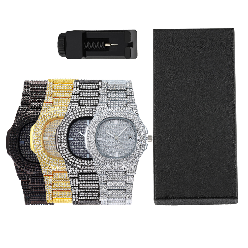 1pc Men Women Quartz Watch Ice – Jewelry Diamond Watches recenzja i cena