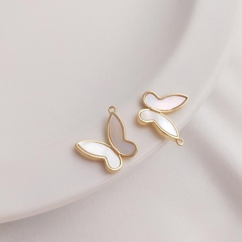 14K Gold Color Inlaid Natural  – Butterfly Pendant Necklace recenzja i cena