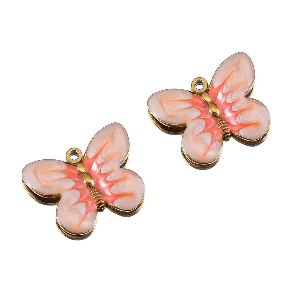 2pcs Stainless Steel Enamel Or – Butterfly Pendant Necklace recenzja i cena
