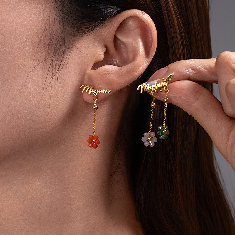 Auxauxme Custom Name Earrings  – Pearl Stud Earrings recenzja i cena