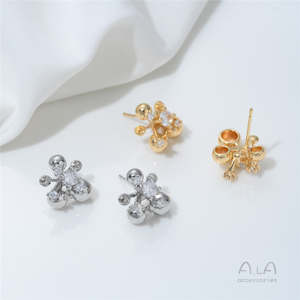 14K Gold-plated, Zirconium-inl – Pearl Stud Earrings recenzja i cena