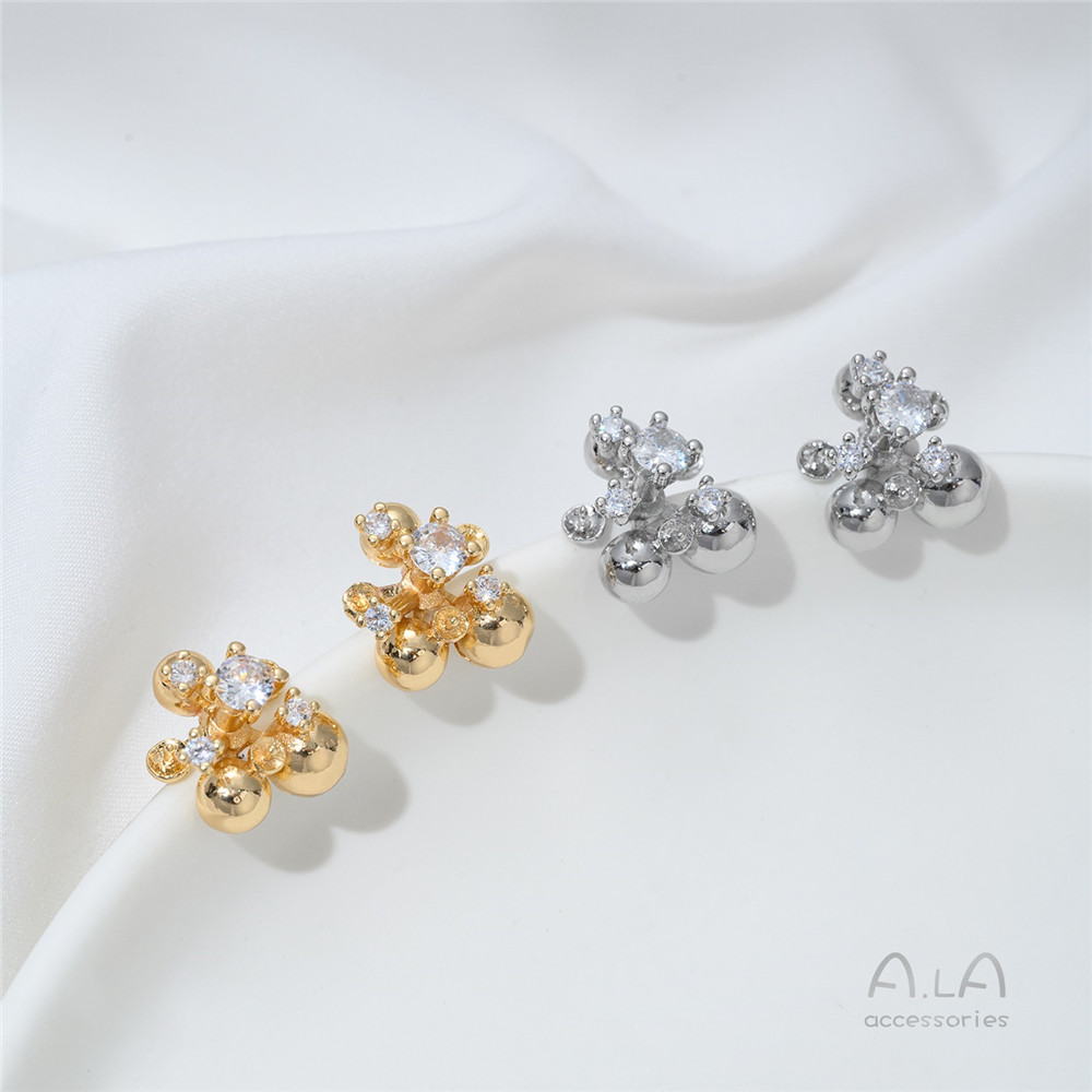 14K Gold-plated, Zirconium-inl – Pearl Stud Earrings recenzja i cena