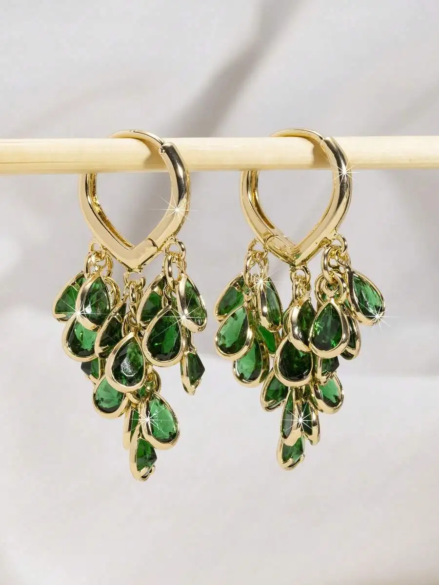Elegant Gold Tone Teardrop Zir – Hoop Earrings recenzja i cena