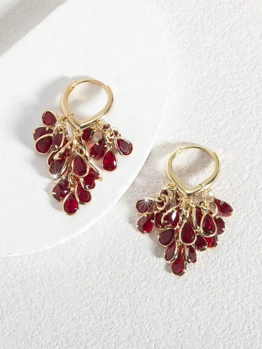 Elegant Gold Tone Teardrop Zir – Hoop Earrings recenzja i cena