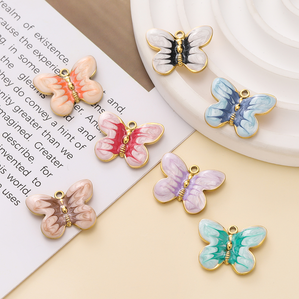 2pcs/lot Colorful Enamel Butte – Butterfly Pendant Necklace recenzja i cena