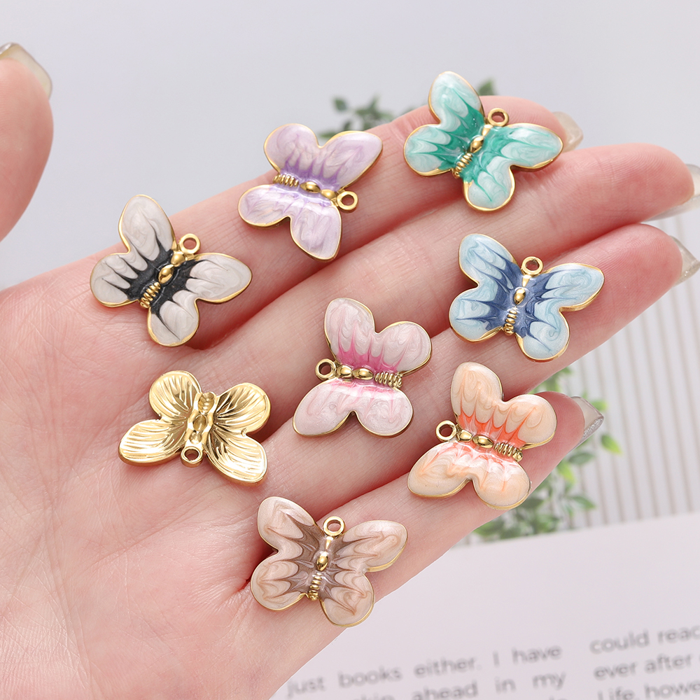 2pcs/lot Colorful Enamel Butte – Butterfly Pendant Necklace recenzja i cena