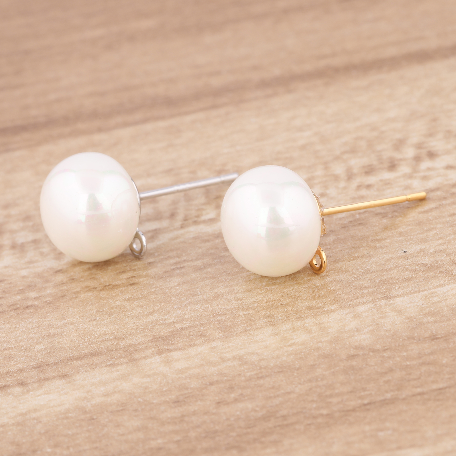 10pcs Copper White K Gold Plat – Pearl Stud Earrings recenzja i cena